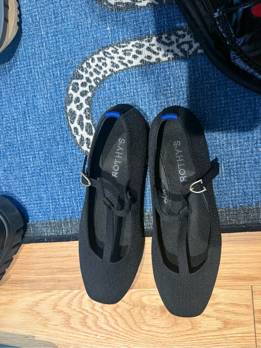 Rothy's Black T-Strap Mary Jane Knit Flats